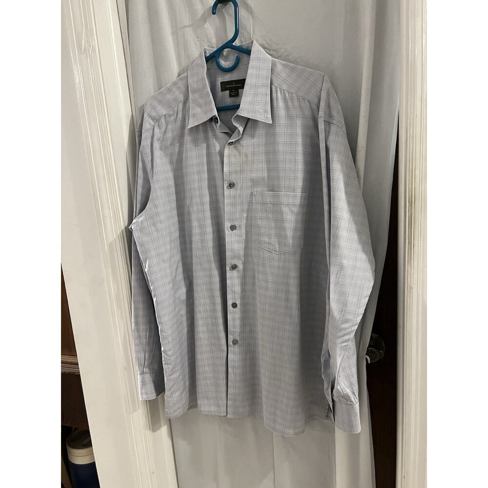 Ermenegildo Serna Blue Striped Long Sleeve Men’s Button Up Dress Shirt Sz Xl